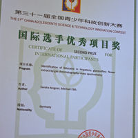 Bild vergrern: Die Urkunde ber den 2. Platz des Wettbewerbs in Shanghai