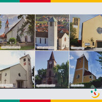Bild vergrern: Die Postkarte zeigt einige Kirchen der Stadt